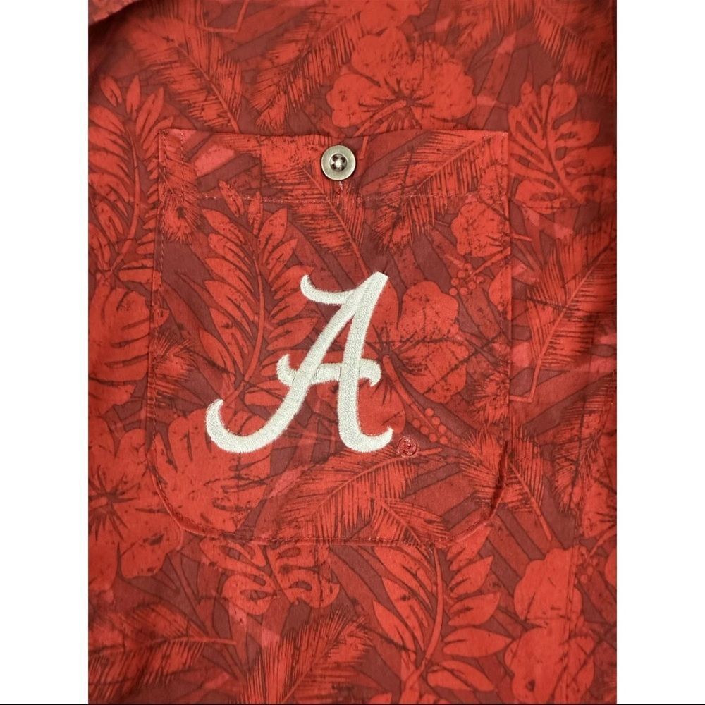 Colosseum Shirt‎ Men's Medium Red Floral Alabama Crimson Tide Collared Button-Up - Picture 4 of 6